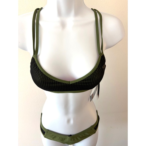Speedo Athletic Turnz Endurance Practice Bikini Mesh Strappy Swim Set Olive Sz S - Picture 12 of 15